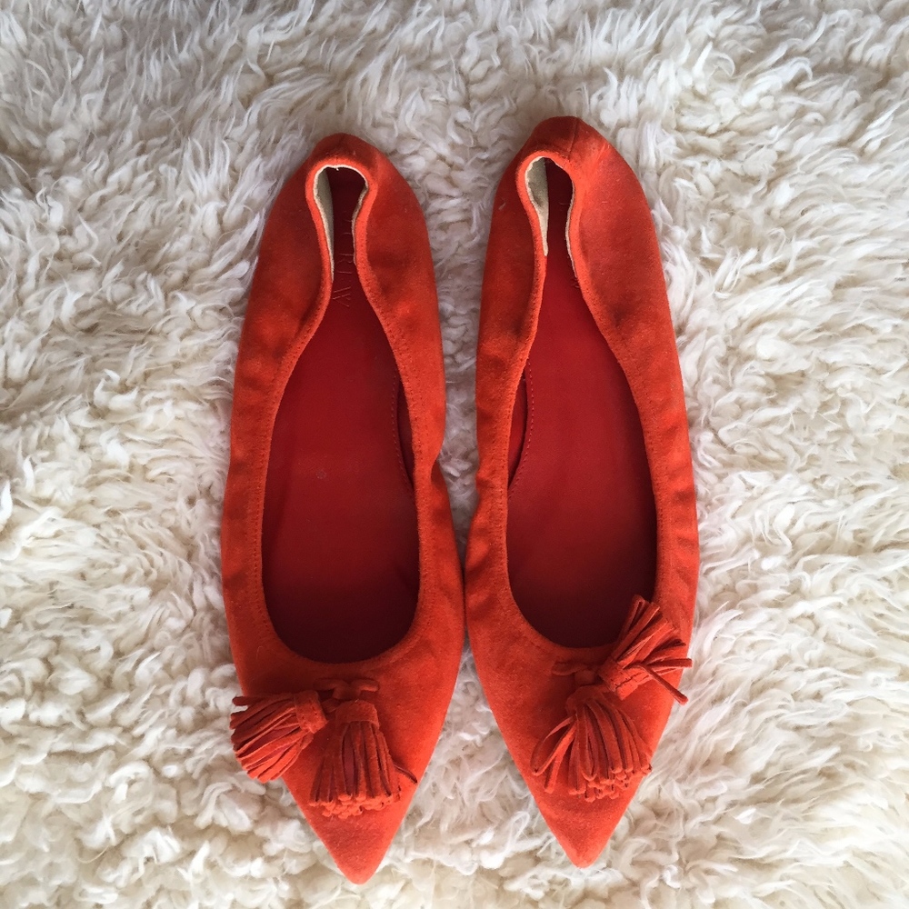 J. Crew Tassel Flats -- Suede, Size 9